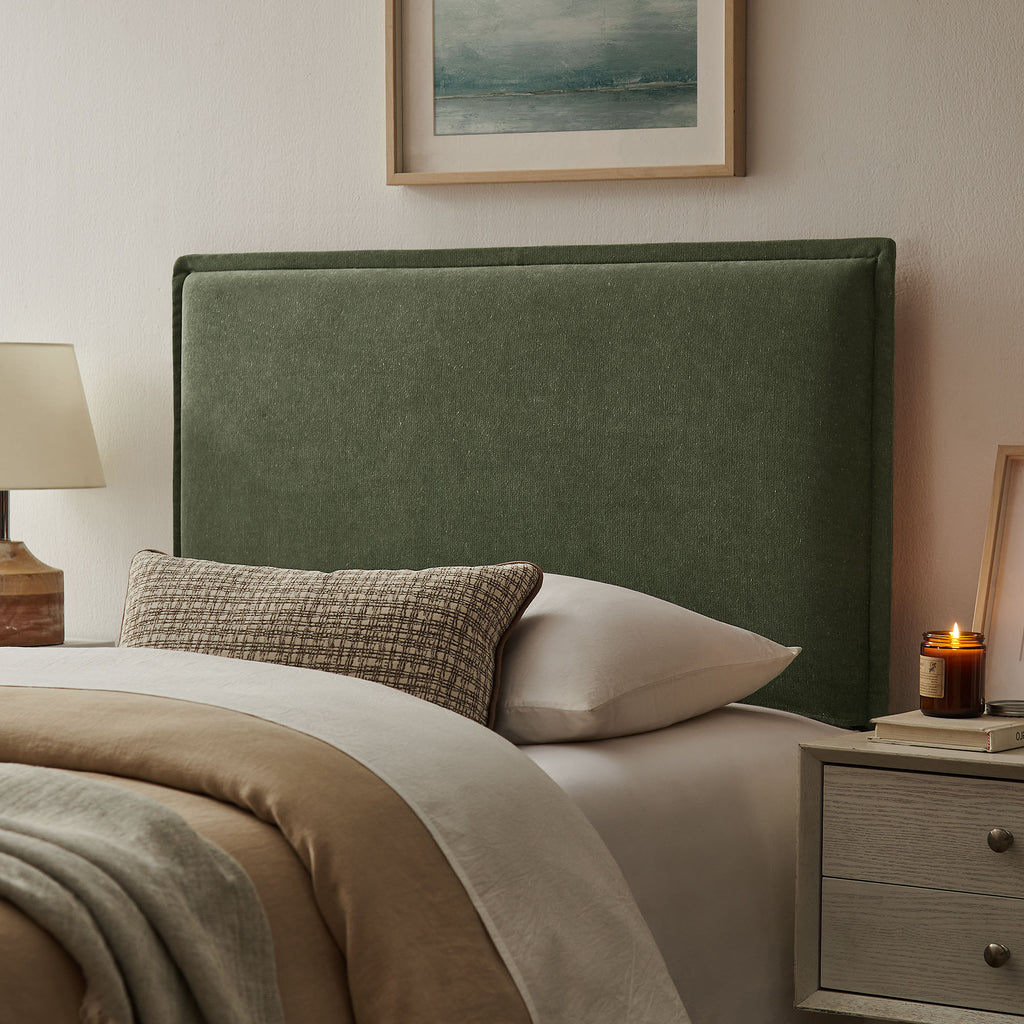 Camille Upholstered Linen Blend Twin Size Headboard - Sage