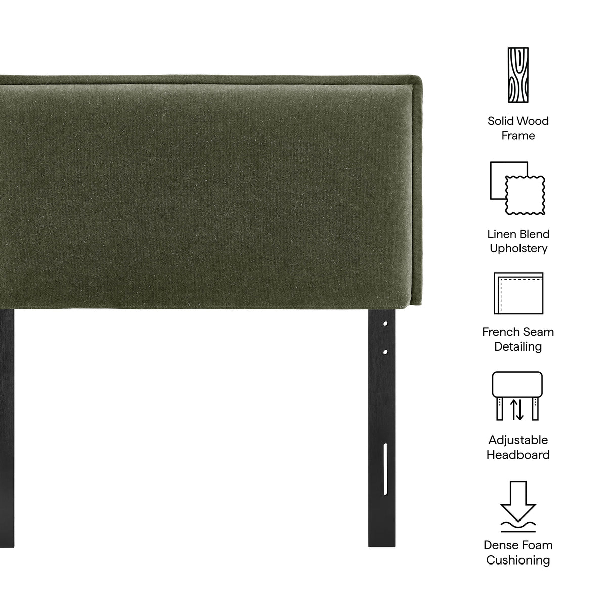 Camille Upholstered Linen Blend Twin Size Headboard - Sage