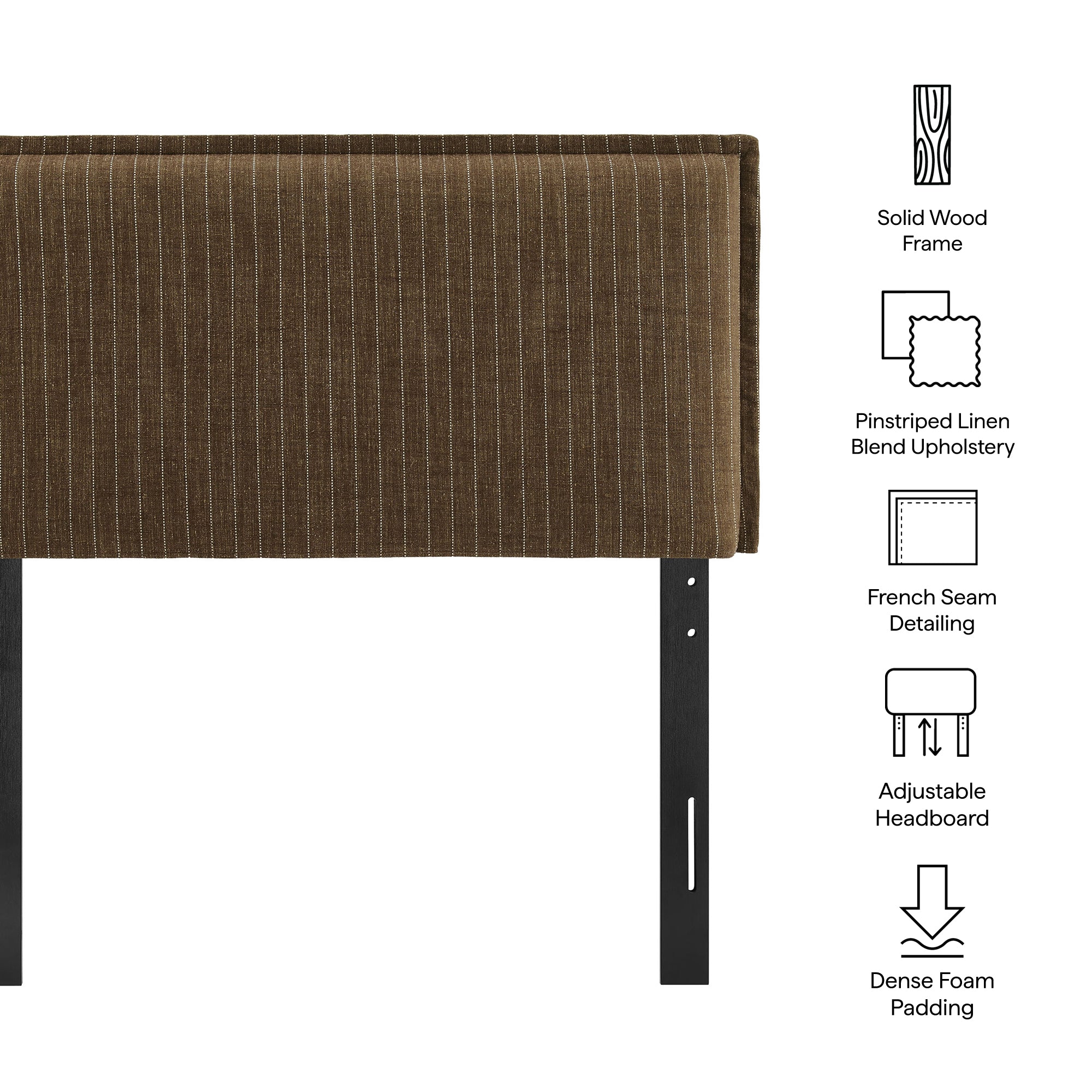 Camille Striped Linen Blend Twin Size Headboard - Earth Stripe