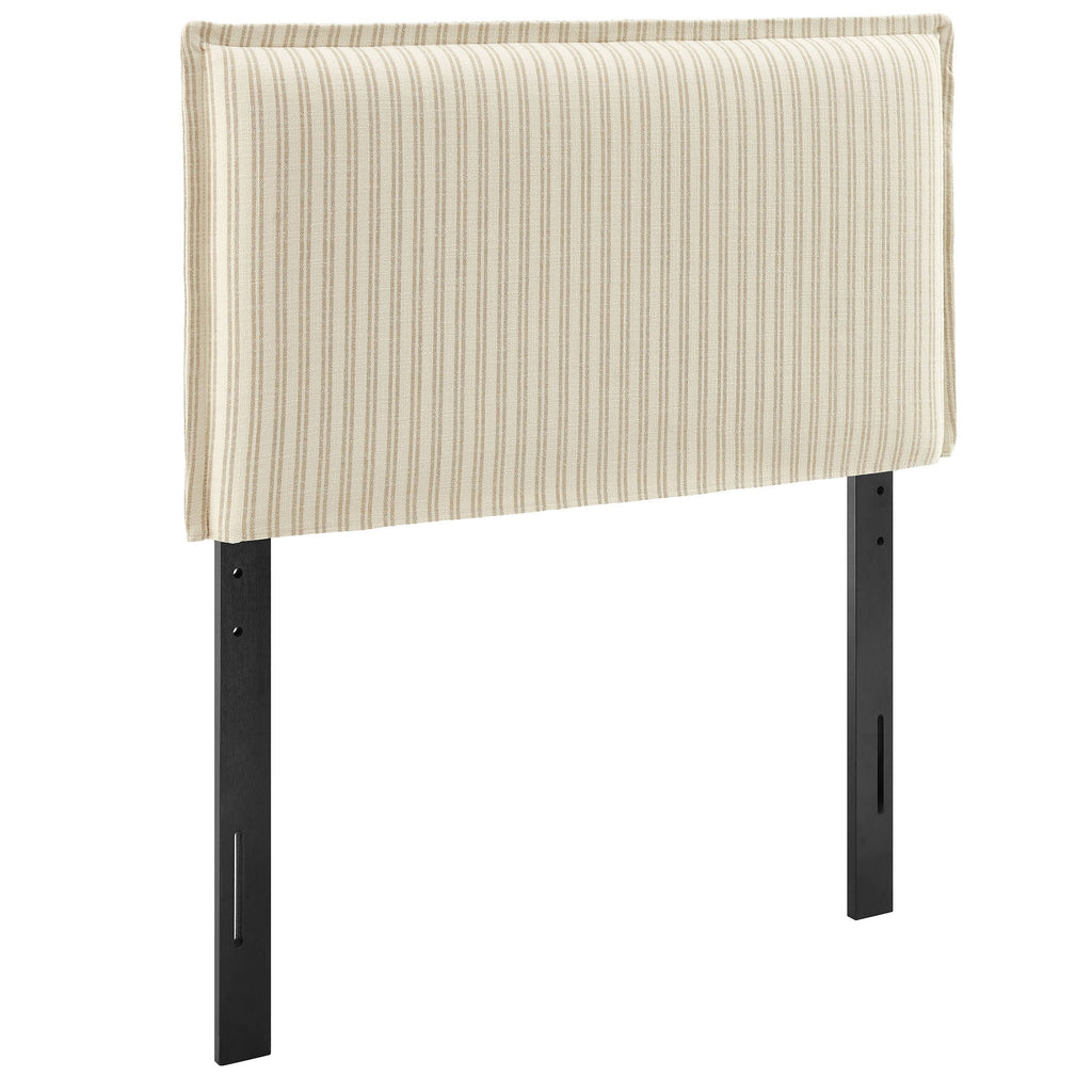 Camille Striped Linen Blend Size Headboard - Oatmeal Stripe — Oatmeal Stripe Twin