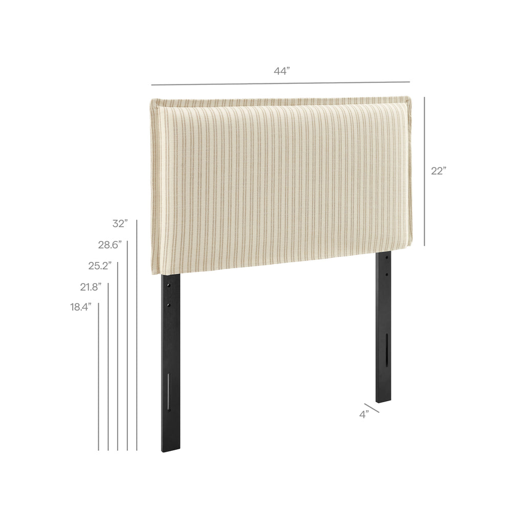 Camille Striped Linen Blend Twin Size Headboard - Oatmeal Stripe
