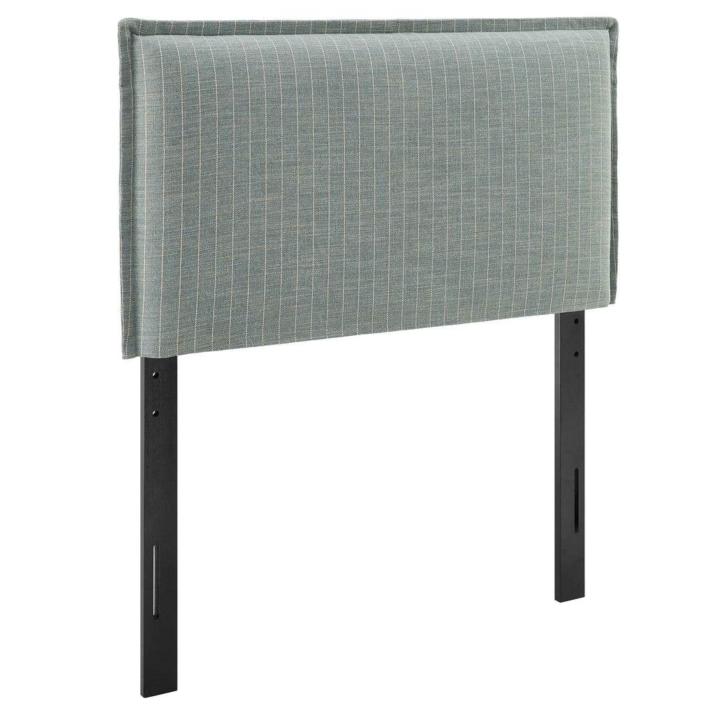 Camille Striped Linen Blend Twin Size Headboard - Spa Blue Stripe