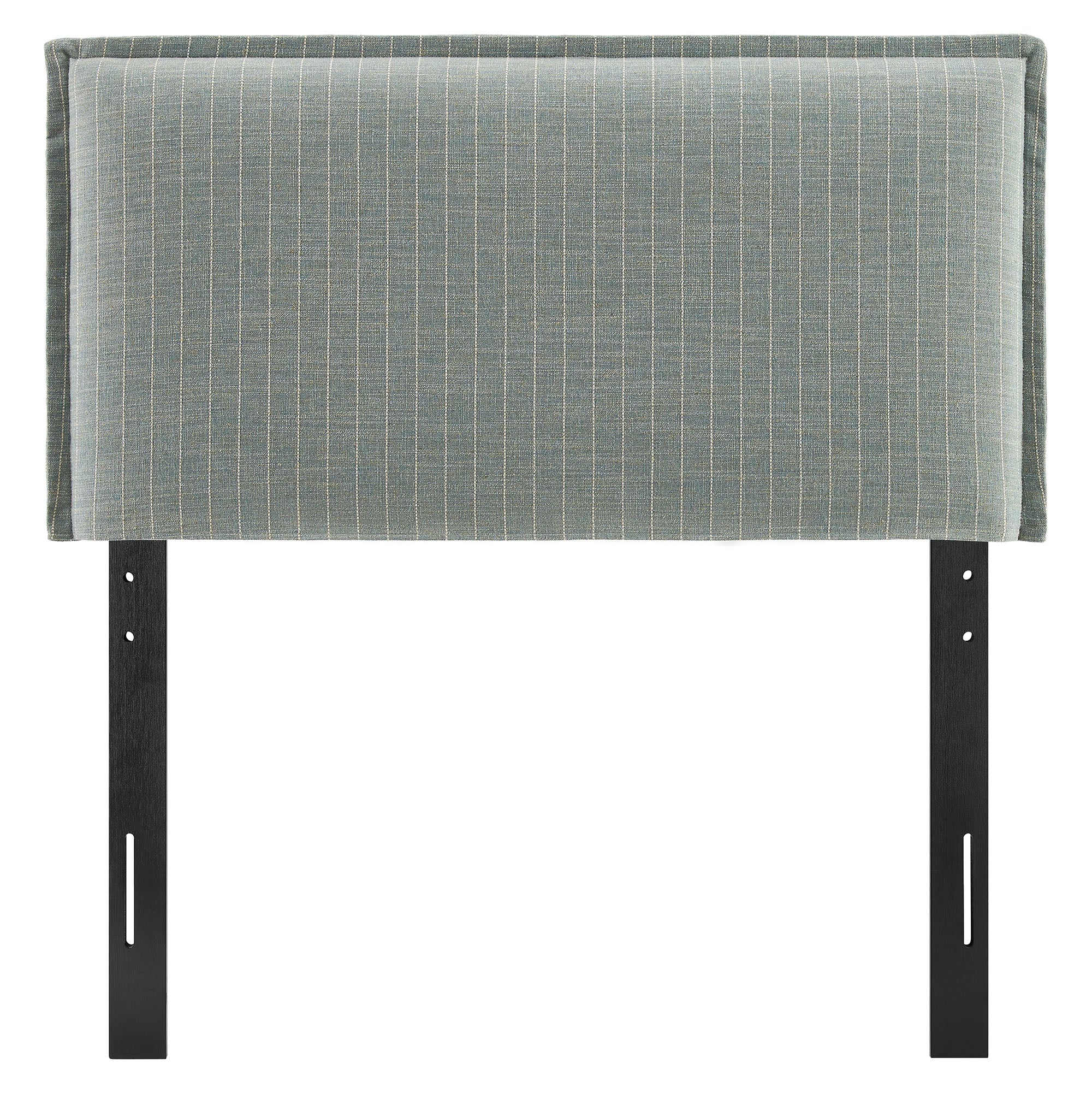 Camille Striped Linen Blend Twin Size Headboard - Spa Blue Stripe