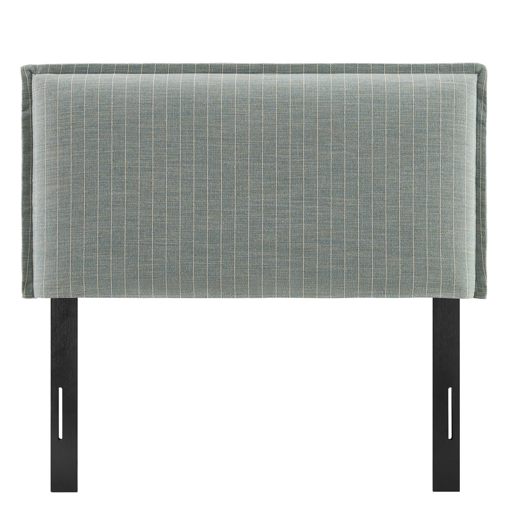 Camille Striped Linen Blend Twin Size Headboard - Spa Blue Stripe