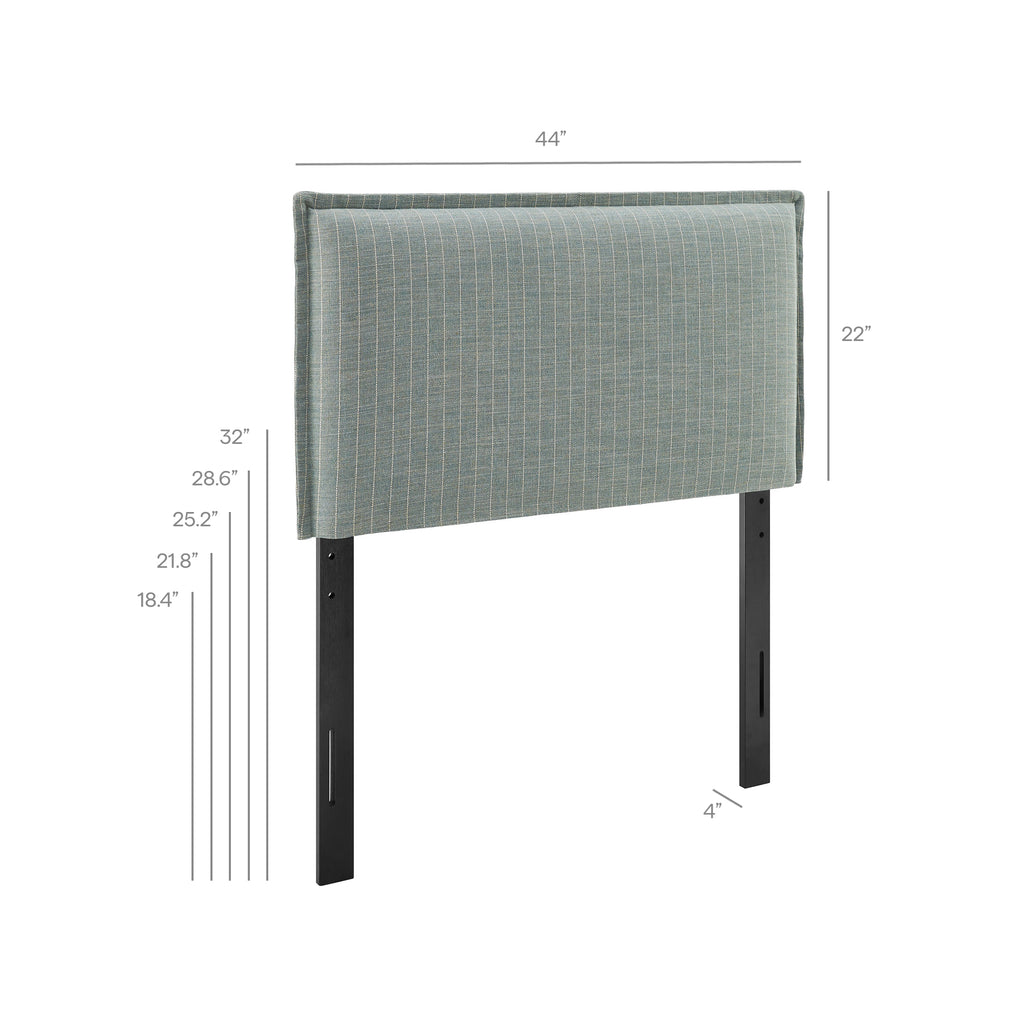 Camille Striped Linen Blend Twin Size Headboard - Spa Blue Stripe