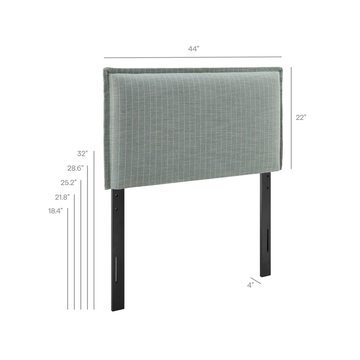 Camille Striped Linen Blend Twin Size Headboard - Spa Blue Stripe