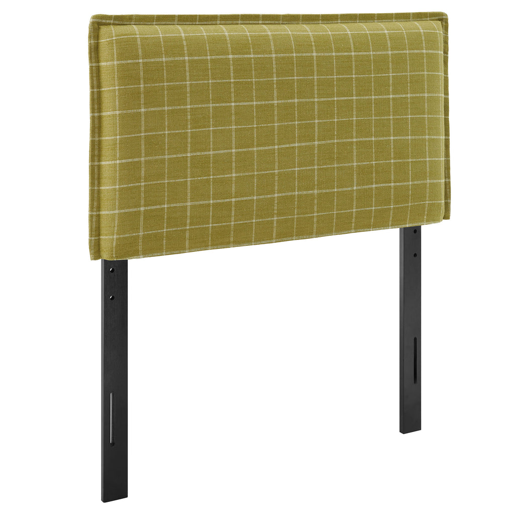 Camille Checkered Linen Blend Twin Size Headboard - Artichoke Windowpane Check