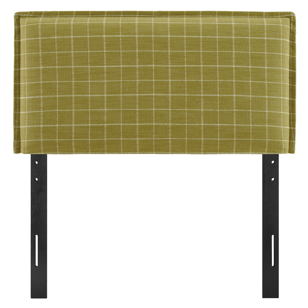 Camille Checkered Linen Blend Twin Size Headboard - Artichoke Windowpane Check