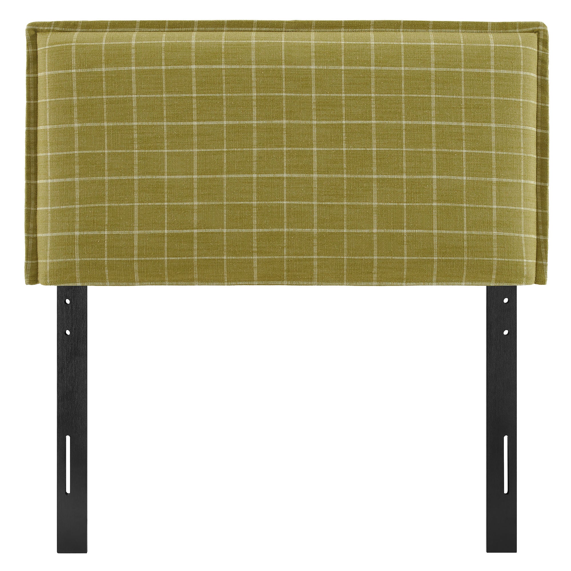 Camille Checkered Linen Blend Twin Size Headboard - Artichoke Windowpane Check
