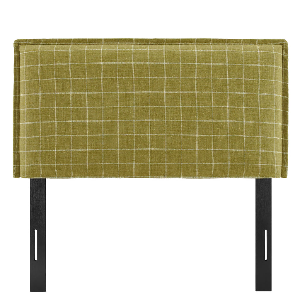 Camille Checkered Linen Blend Twin Size Headboard - Artichoke Windowpane Check