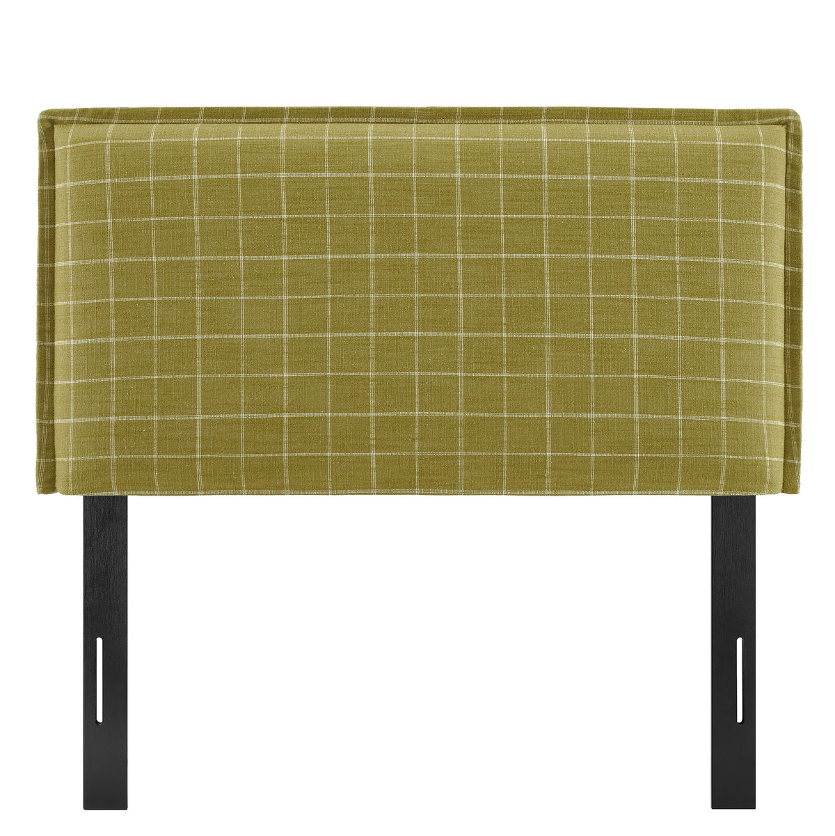 Camille Checkered Linen Blend Twin Size Headboard - Artichoke Windowpane Check