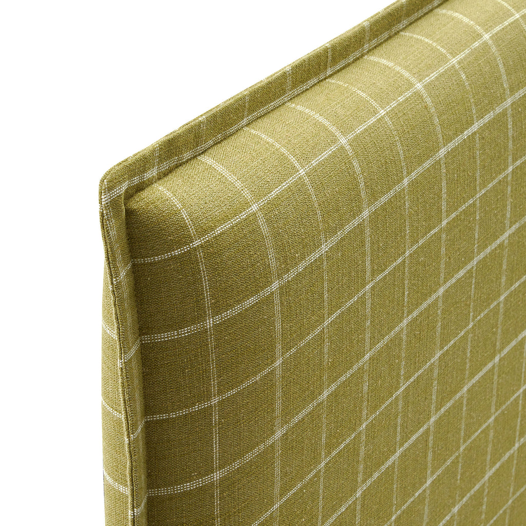 Camille Checkered Linen Blend Twin Size Headboard - Artichoke Windowpane Check