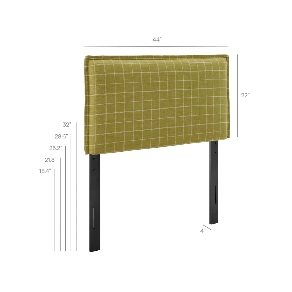 Camille Checkered Linen Blend Twin Size Headboard - Artichoke Windowpane Check