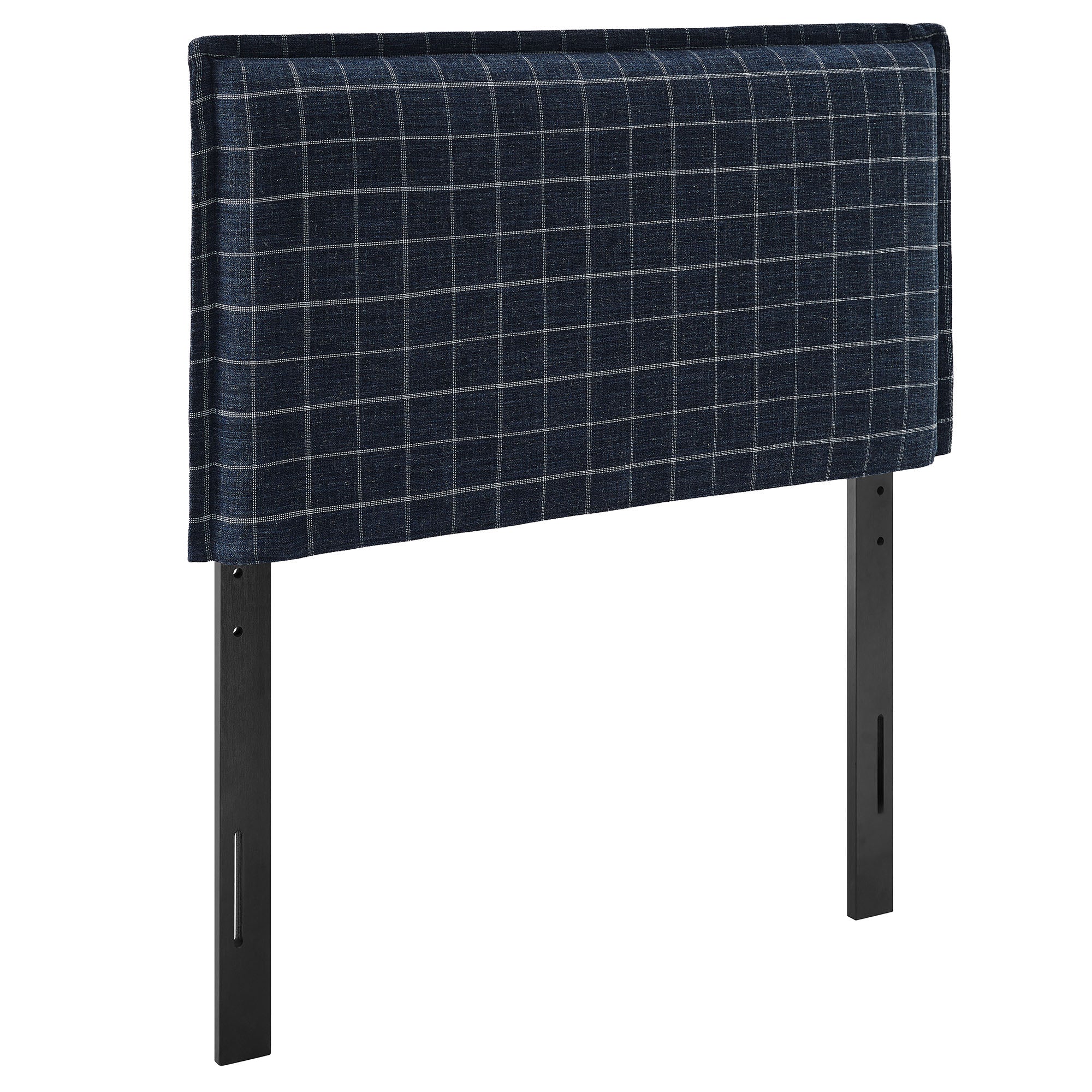 Camille Checkered Linen Blend Twin Size Headboard - Denim Windowpane Check