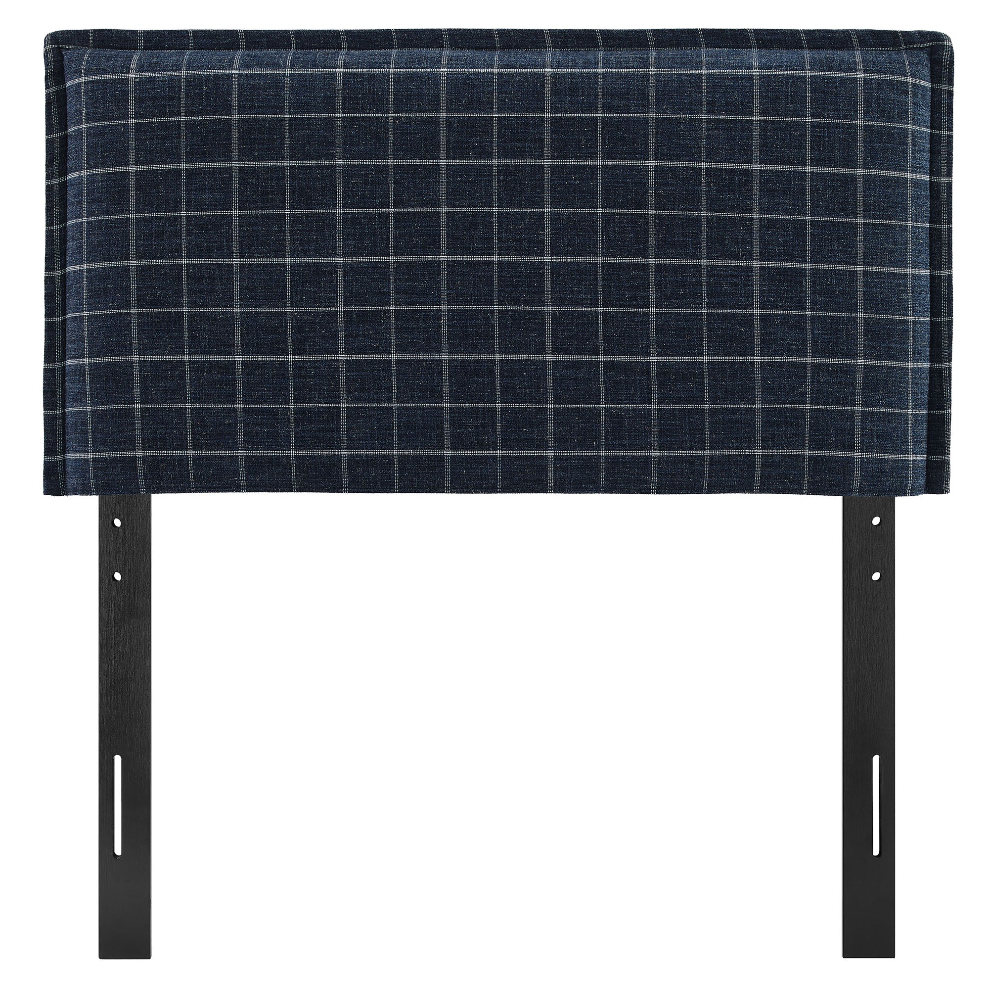 Camille Checkered Linen Blend Twin Size Headboard - Denim Windowpane Check