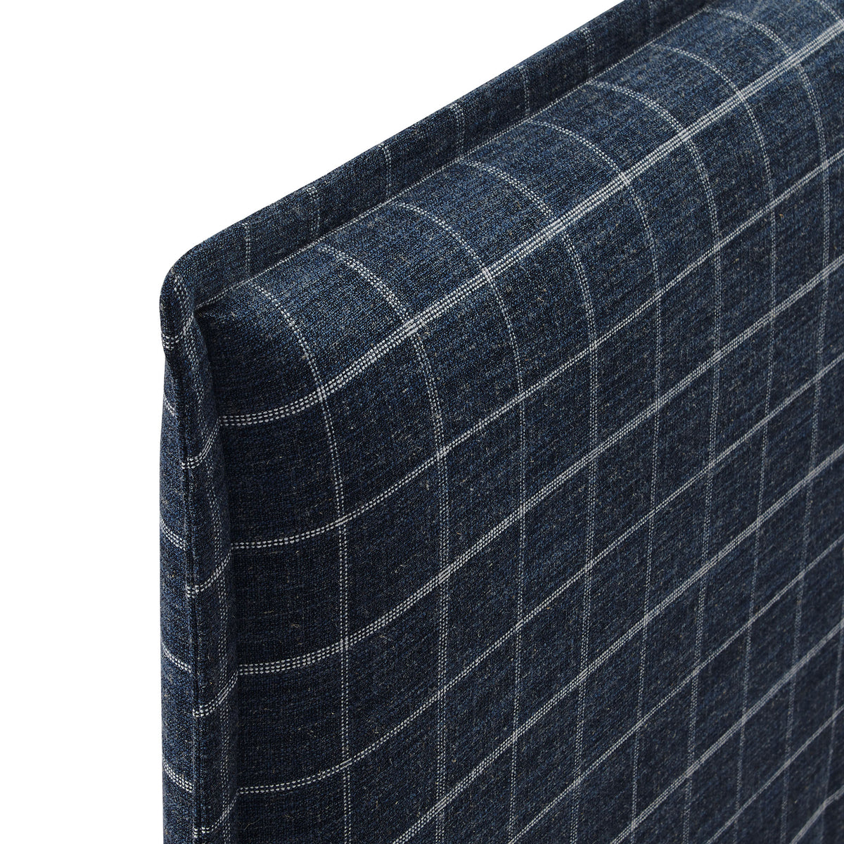 Camille Checkered Linen Blend Twin Size Headboard - Denim Windowpane Check