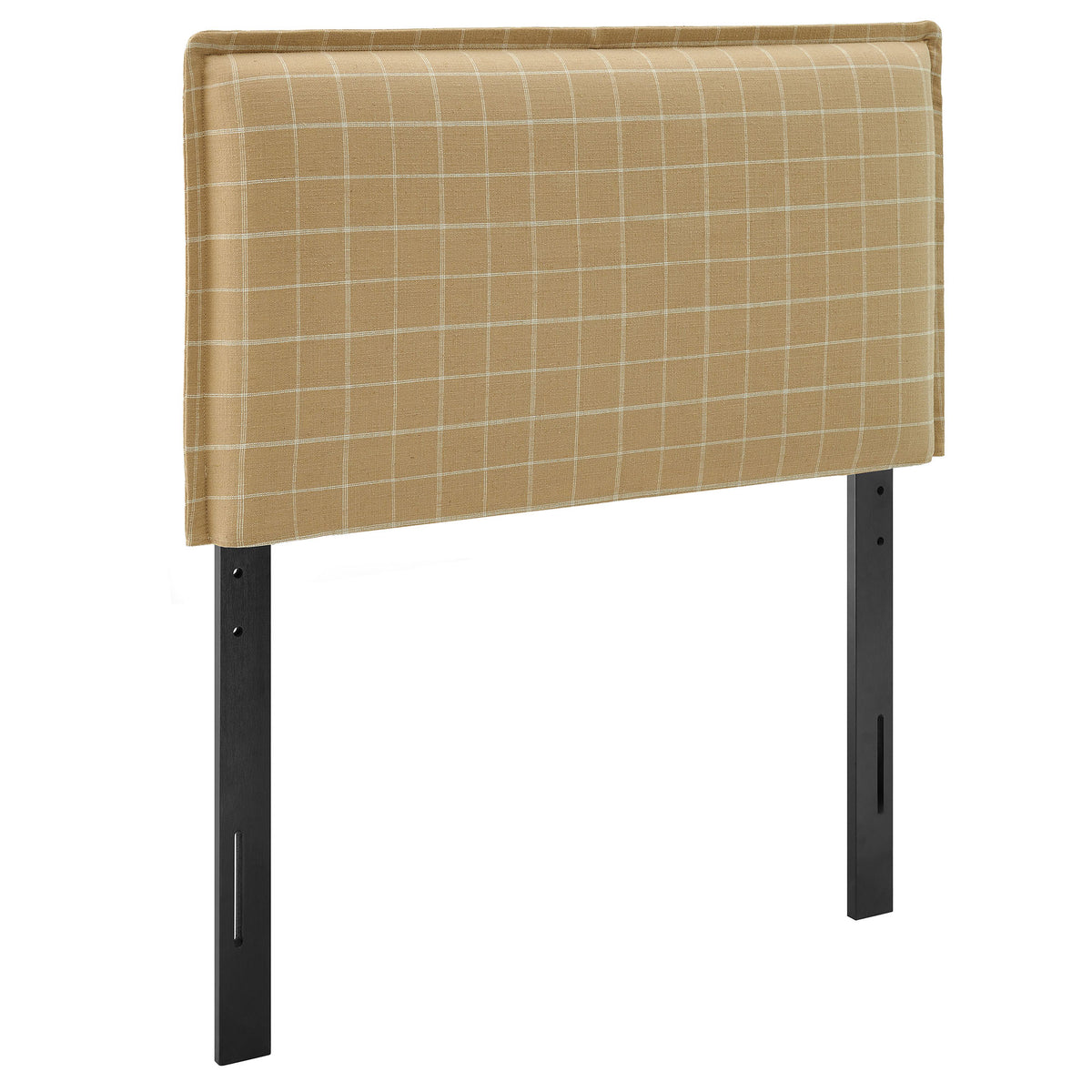 Camille Checkered Linen Blend Twin Size Headboard - Hemp Windowpane Check