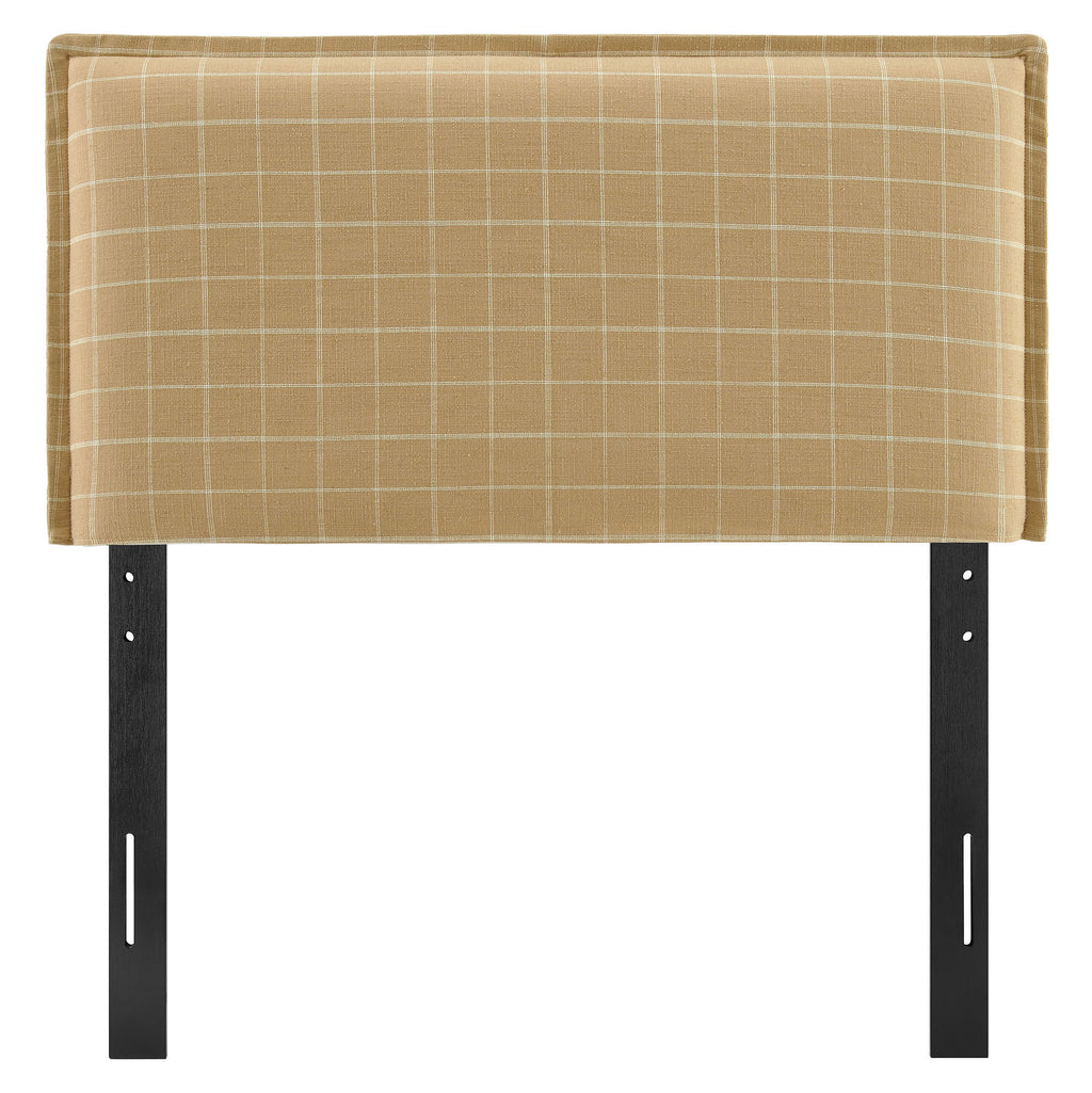 Camille Checkered Linen Blend Twin Size Headboard - Hemp Windowpane Check
