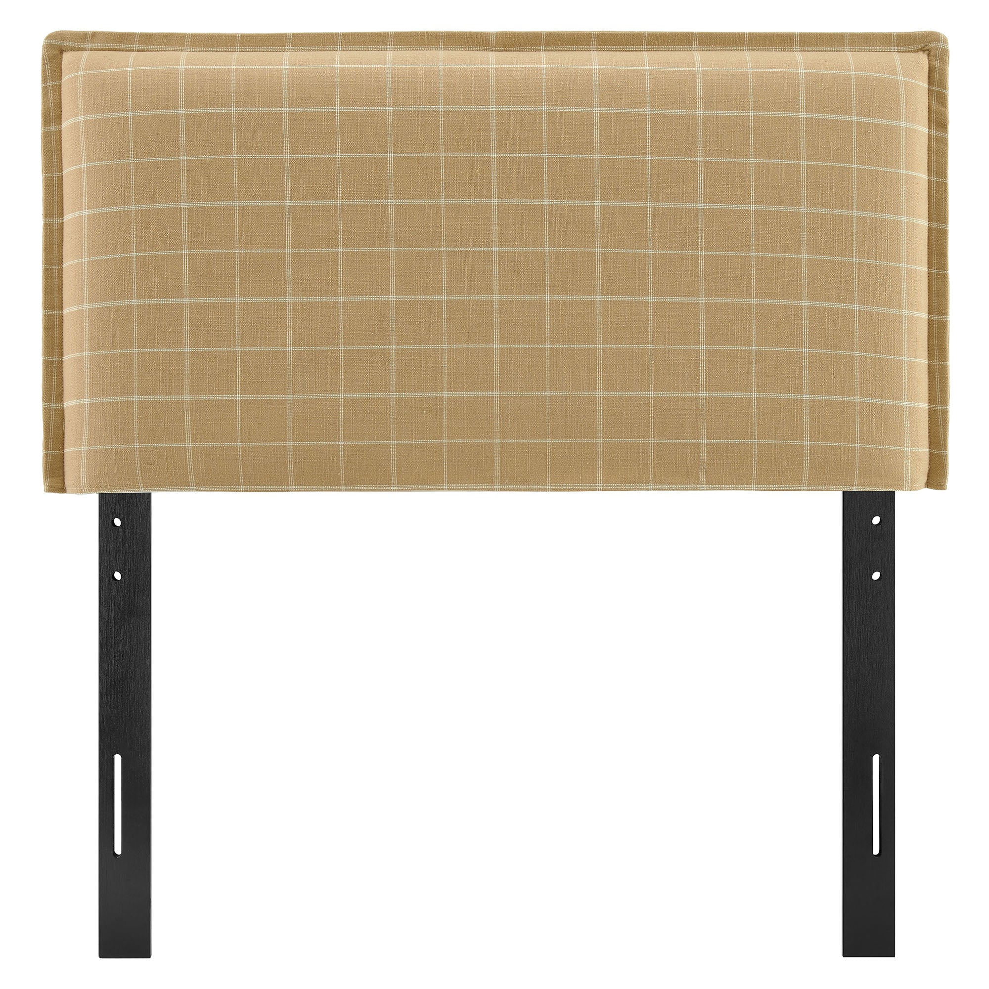 Camille Checkered Linen Blend Twin Size Headboard - Hemp Windowpane Check