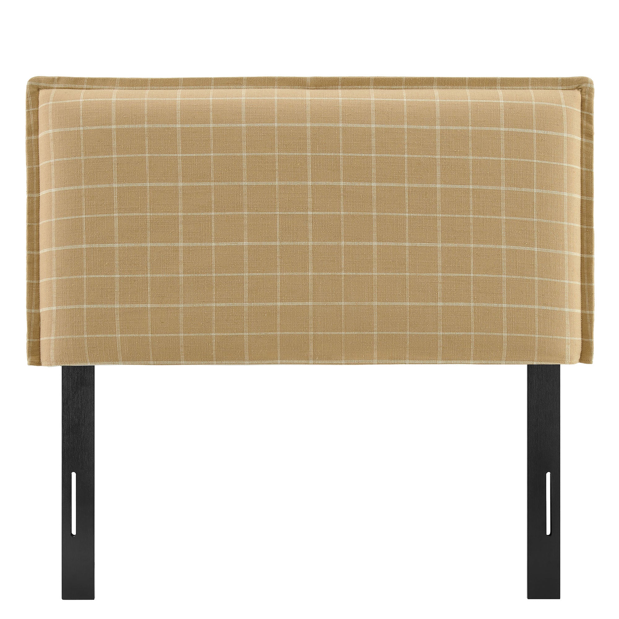 Camille Checkered Linen Blend Twin Size Headboard - Hemp Windowpane Check