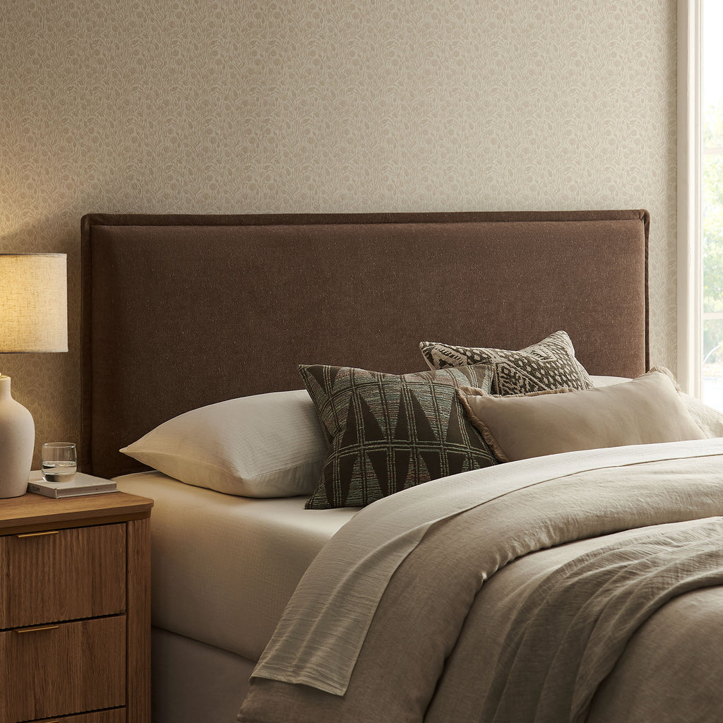 Camille Upholstered Linen Blend Full Size Headboard - Cocoa
