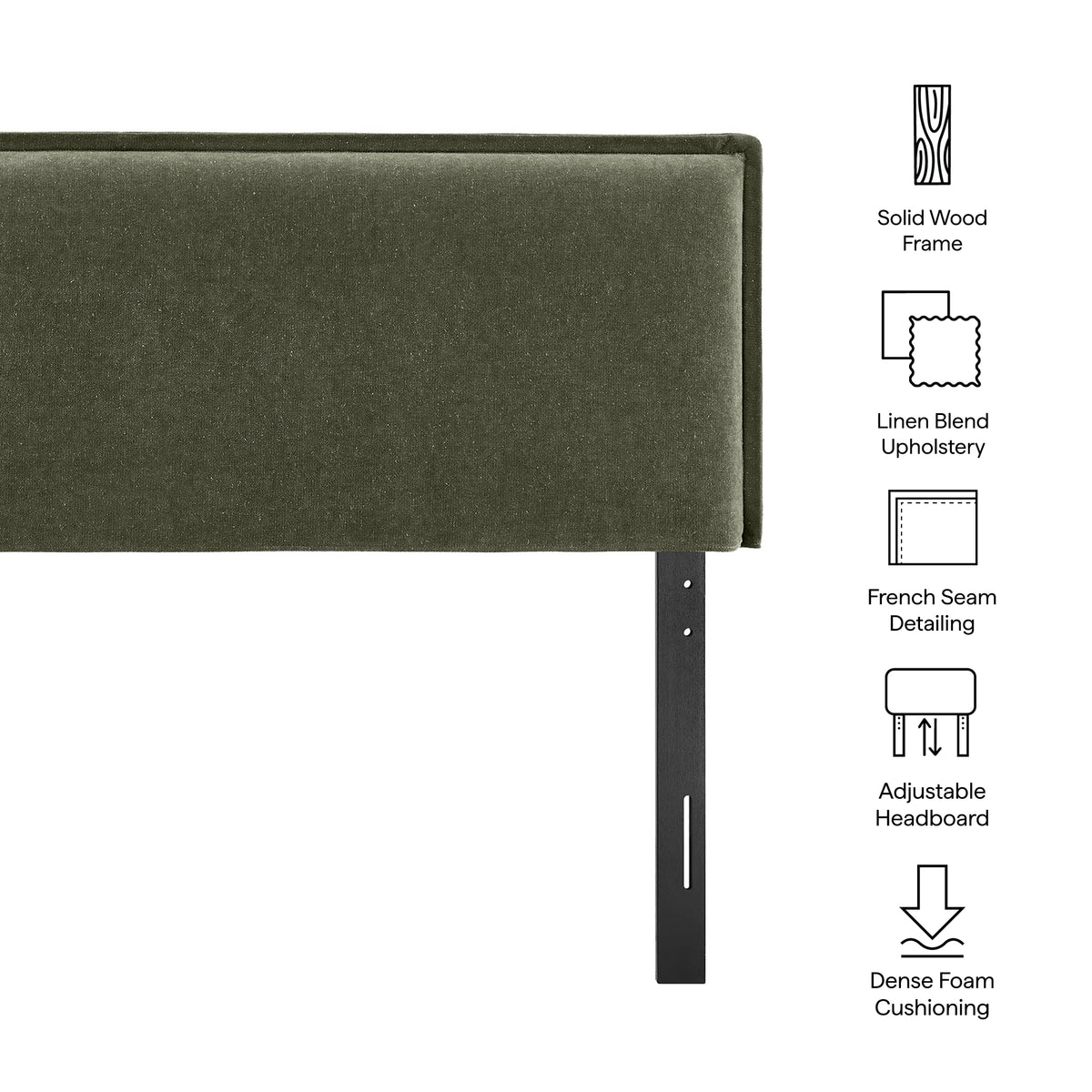 Camille Upholstered Linen Blend Full Size Headboard - Sage