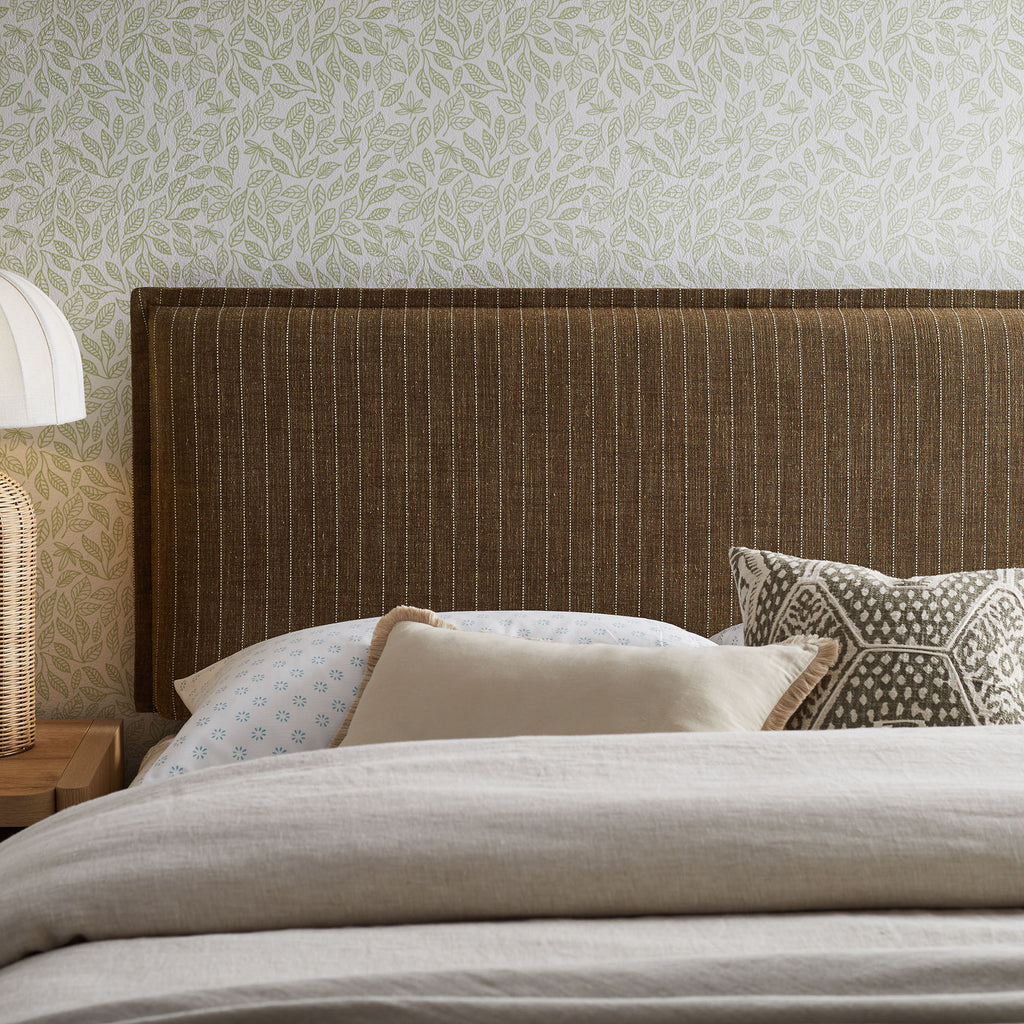 Camille Striped Linen Blend Full Size Headboard - Earth Stripe