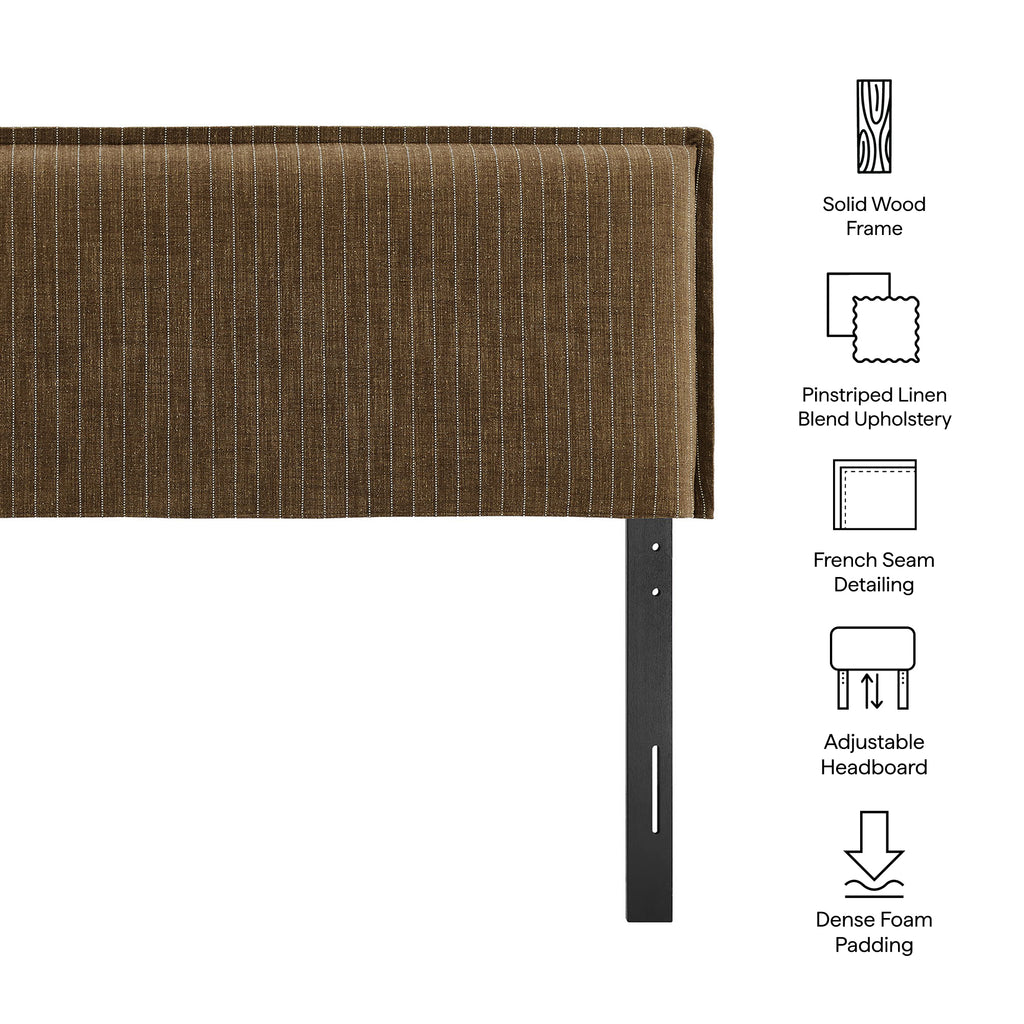 Camille Striped Linen Blend Full Size Headboard - Earth Stripe