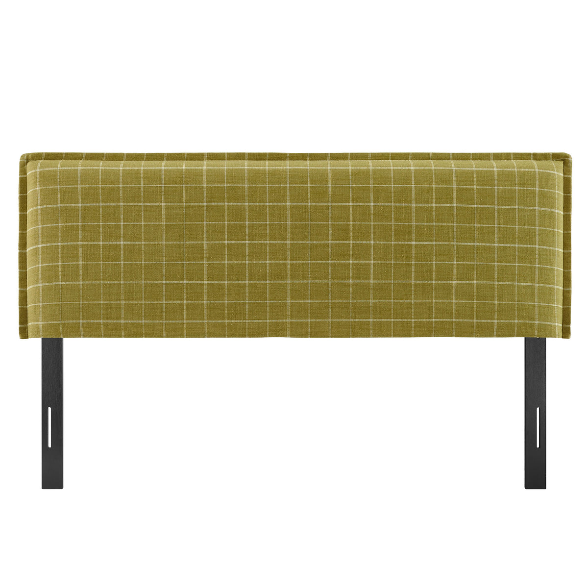 Camille Checkered Linen Blend Full Size Headboard - Artichoke Windowpane Check