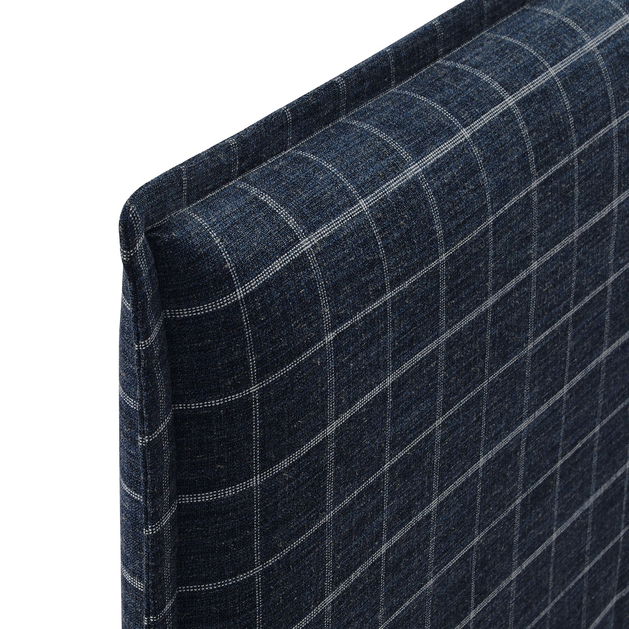 Camille Checkered Linen Blend Full Size Headboard - Denim Windowpane Check