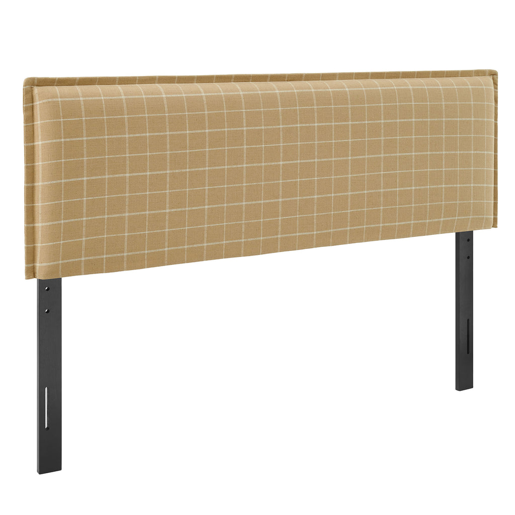 Camille Checkered Linen Blend Full Size Headboard - Hemp Windowpane Check