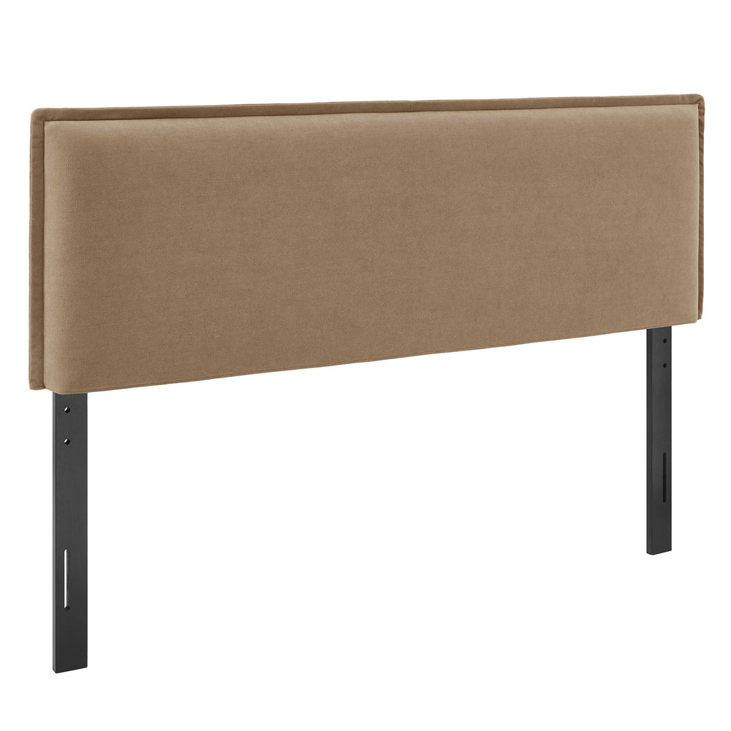 Camille Upholstered Linen Blend Queen Size Headboard - Almond