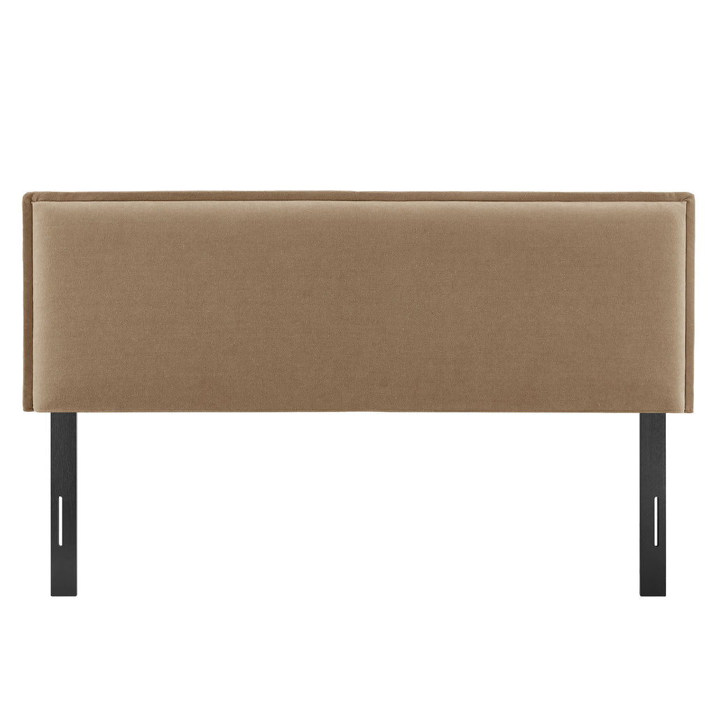 Camille Upholstered Linen Blend Queen Size Headboard - Almond