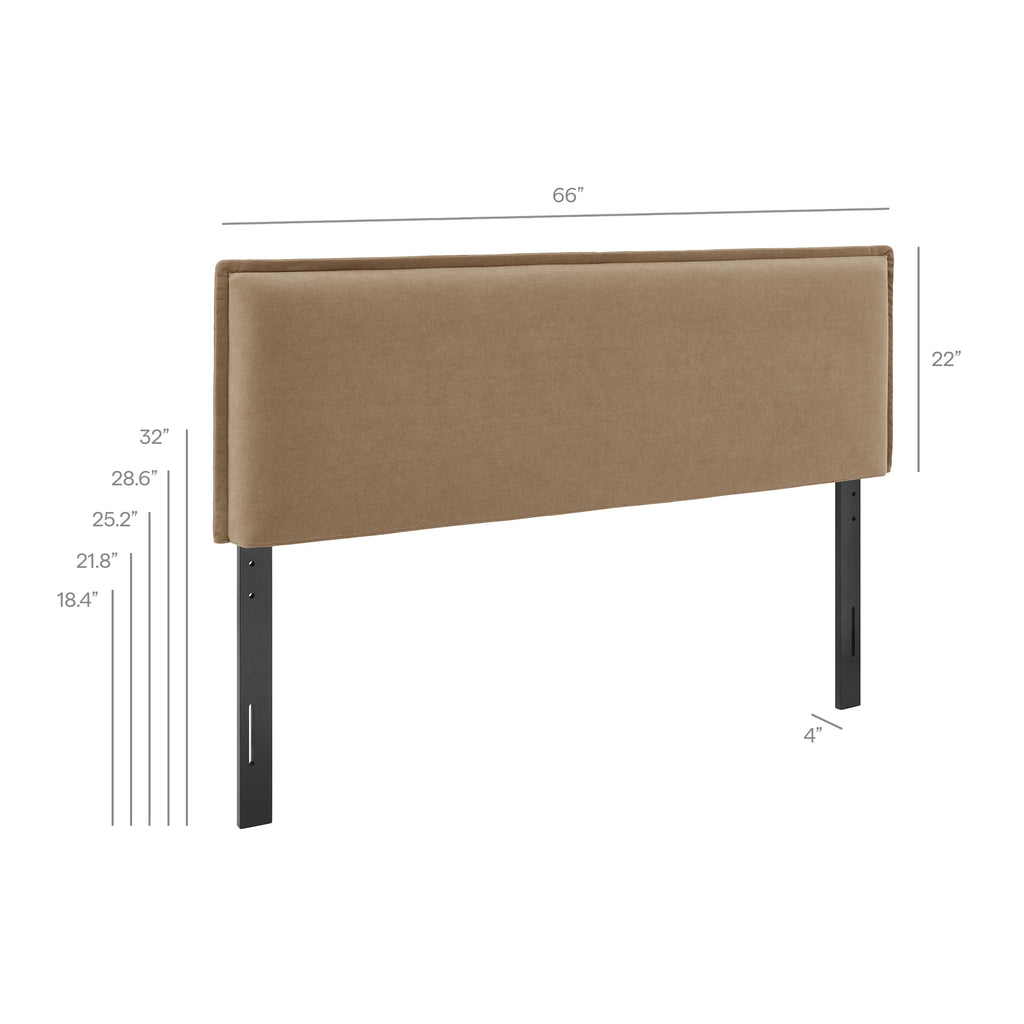 Camille Upholstered Linen Blend Queen Size Headboard - Almond