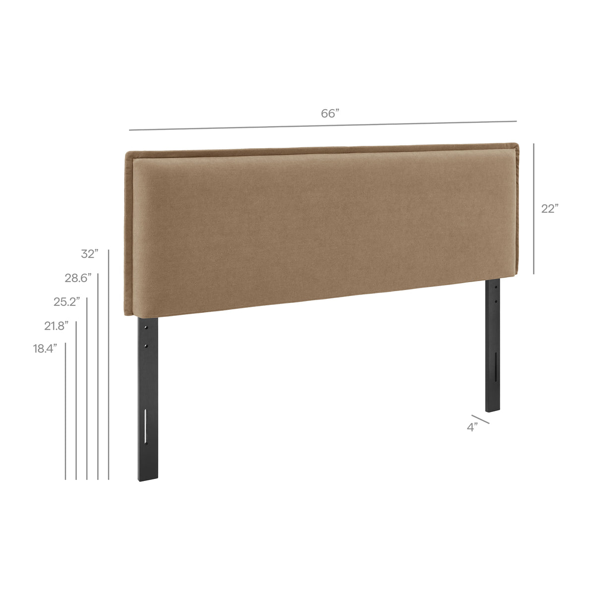 Camille Upholstered Linen Blend Queen Size Headboard - Almond