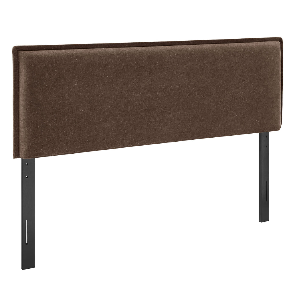 Camille Upholstered Linen Blend Queen Size Headboard - Cocoa