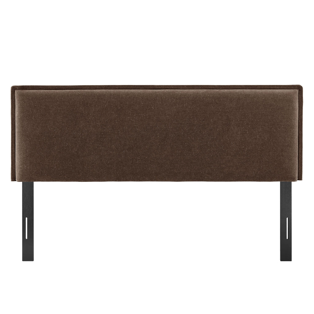 Camille Upholstered Linen Blend Queen Size Headboard - Cocoa
