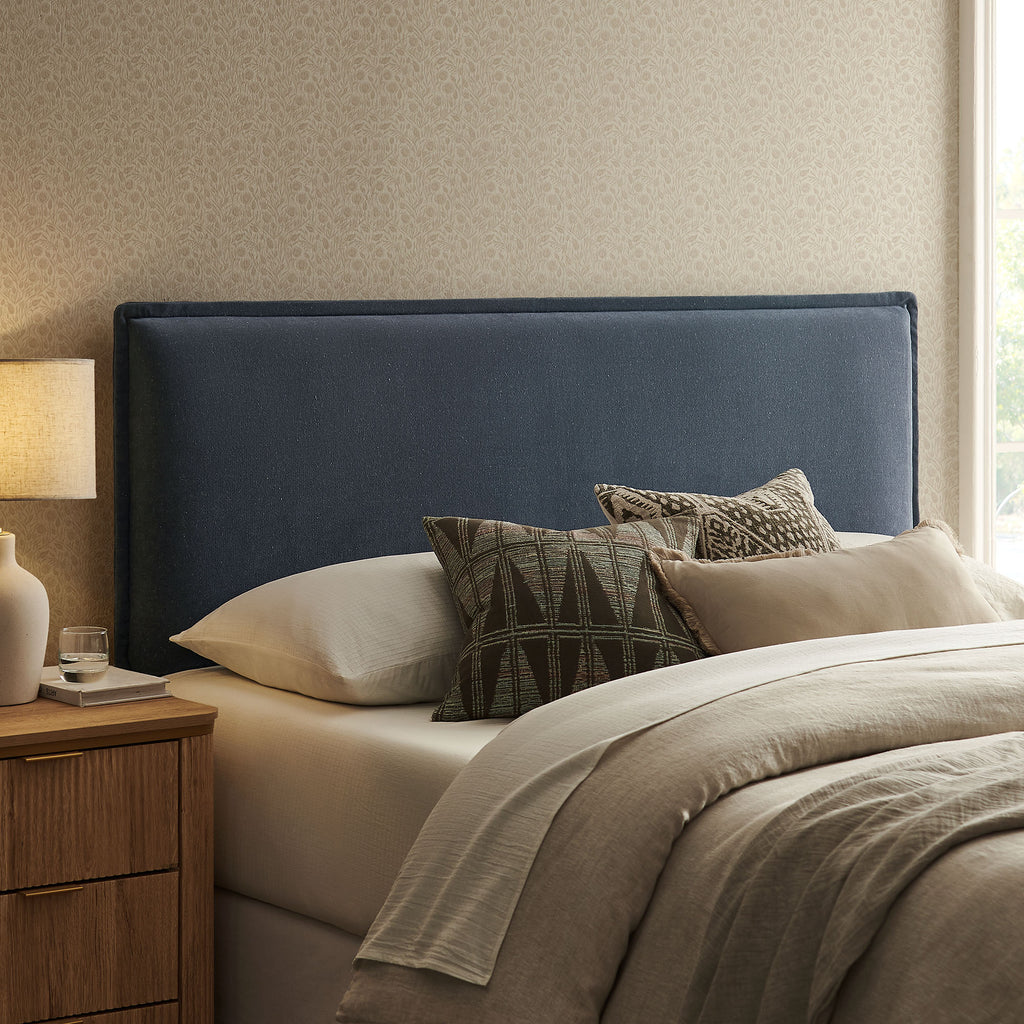 Camille Upholstered Linen Blend Queen Size Headboard - Denim