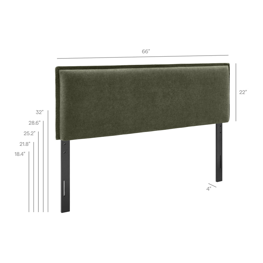 Camille Upholstered Linen Blend Queen Size Headboard - Sage