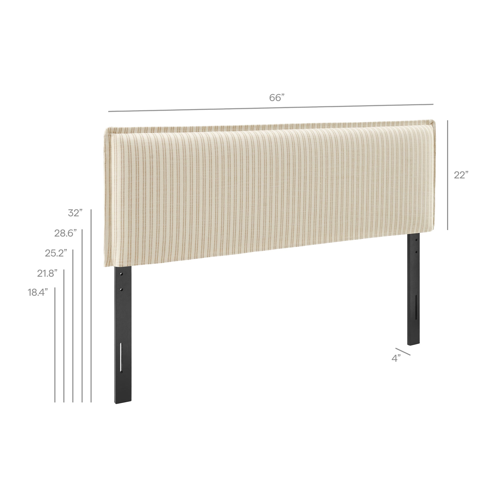 Camille Striped Linen Blend Queen Size Headboard - Oatmeal Stripe