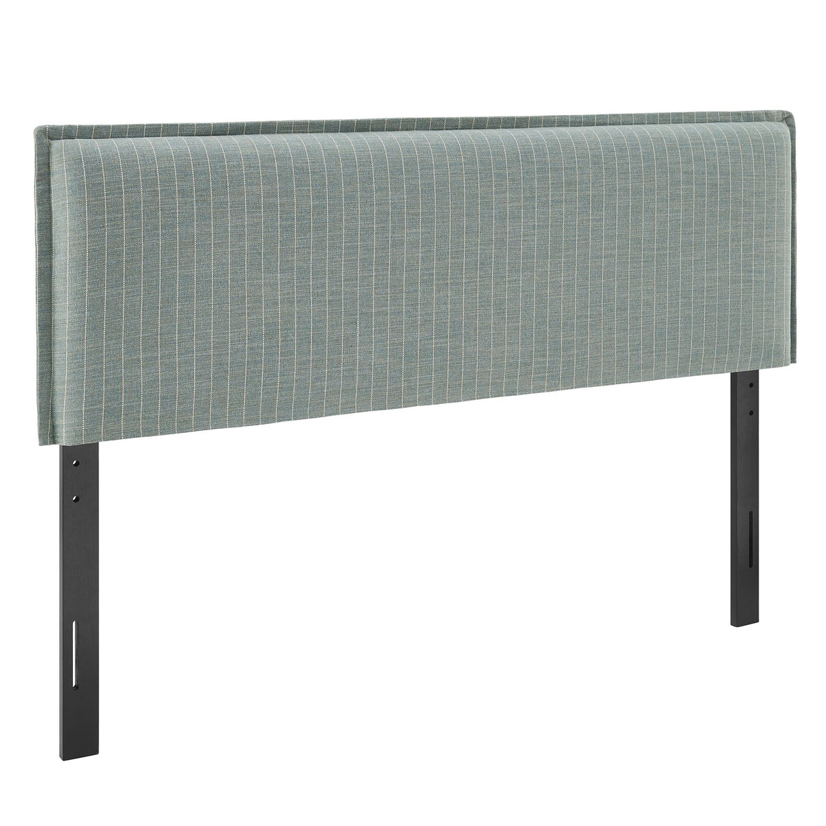 Camille Striped Linen Blend Size Headboard - Spa Blue Stripe — Spa Blue Stripe Queen