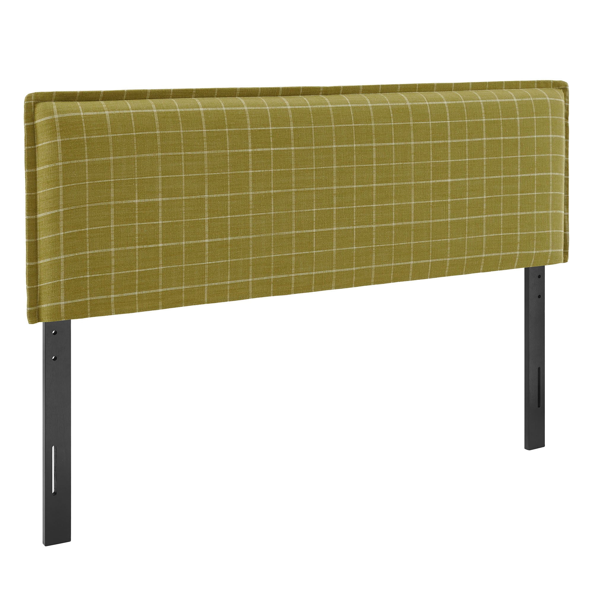 Camille Checkered Linen Blend Queen Size Headboard - Artichoke Windowpane Check
