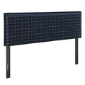 Camille Checkered Linen Blend Queen Size Headboard - Denim Windowpane Check
