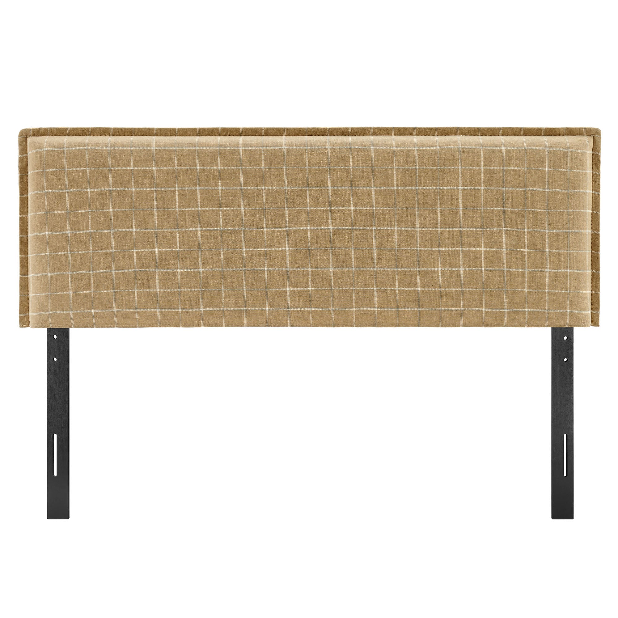 Camille Checkered Linen Blend Queen Size Headboard - Hemp Windowpane Check