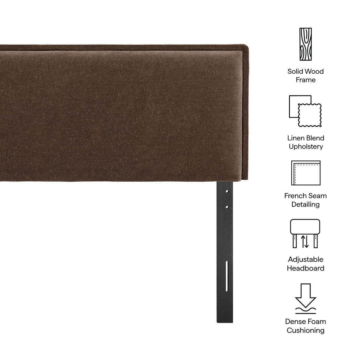 Camille Upholstered Linen Blend King Size Headboard - Cocoa