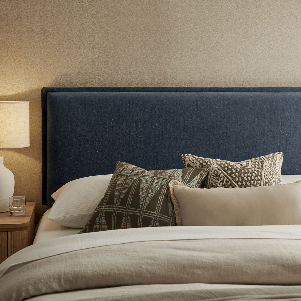 Camille Upholstered Linen Blend King Size Headboard - Denim
