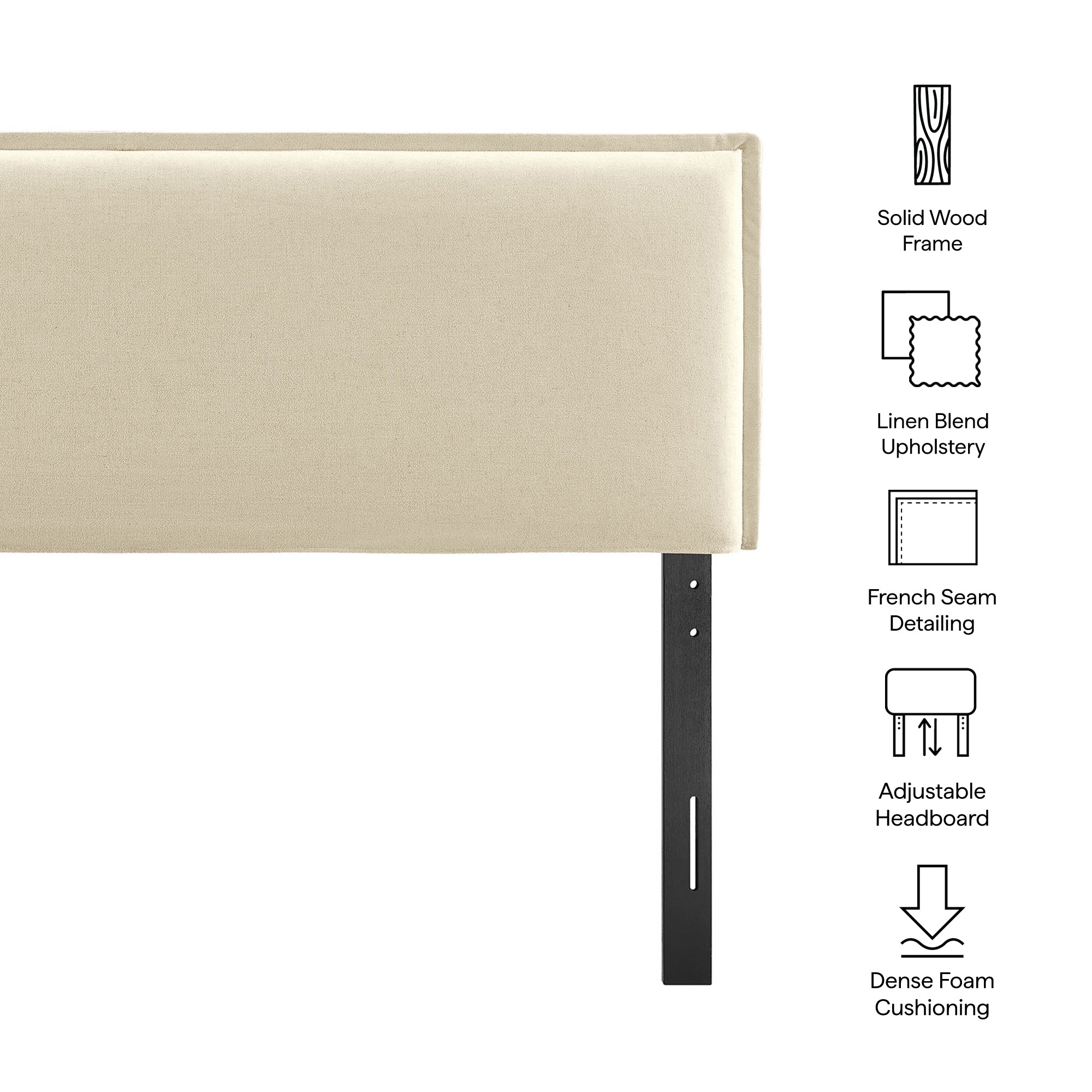 Camille Upholstered Linen Blend King Size Headboard