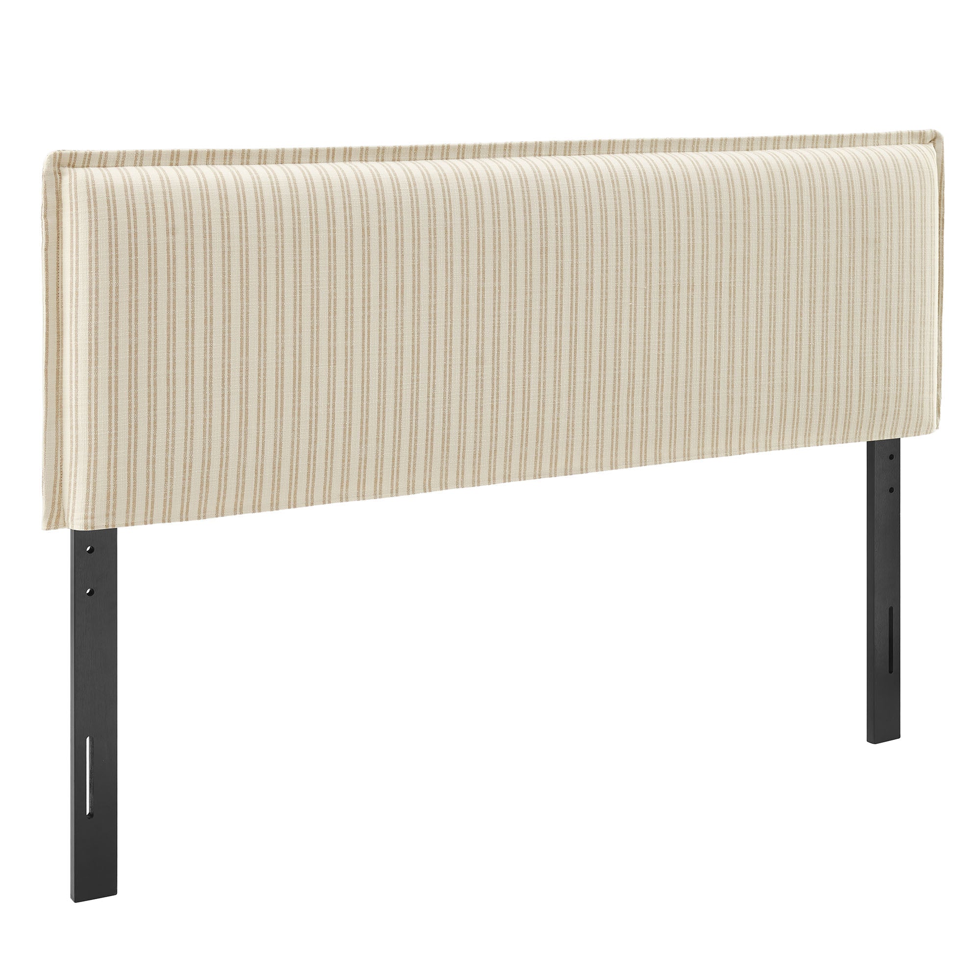 Camille Striped Linen Blend King Size Headboard - Oatmeal Stripe