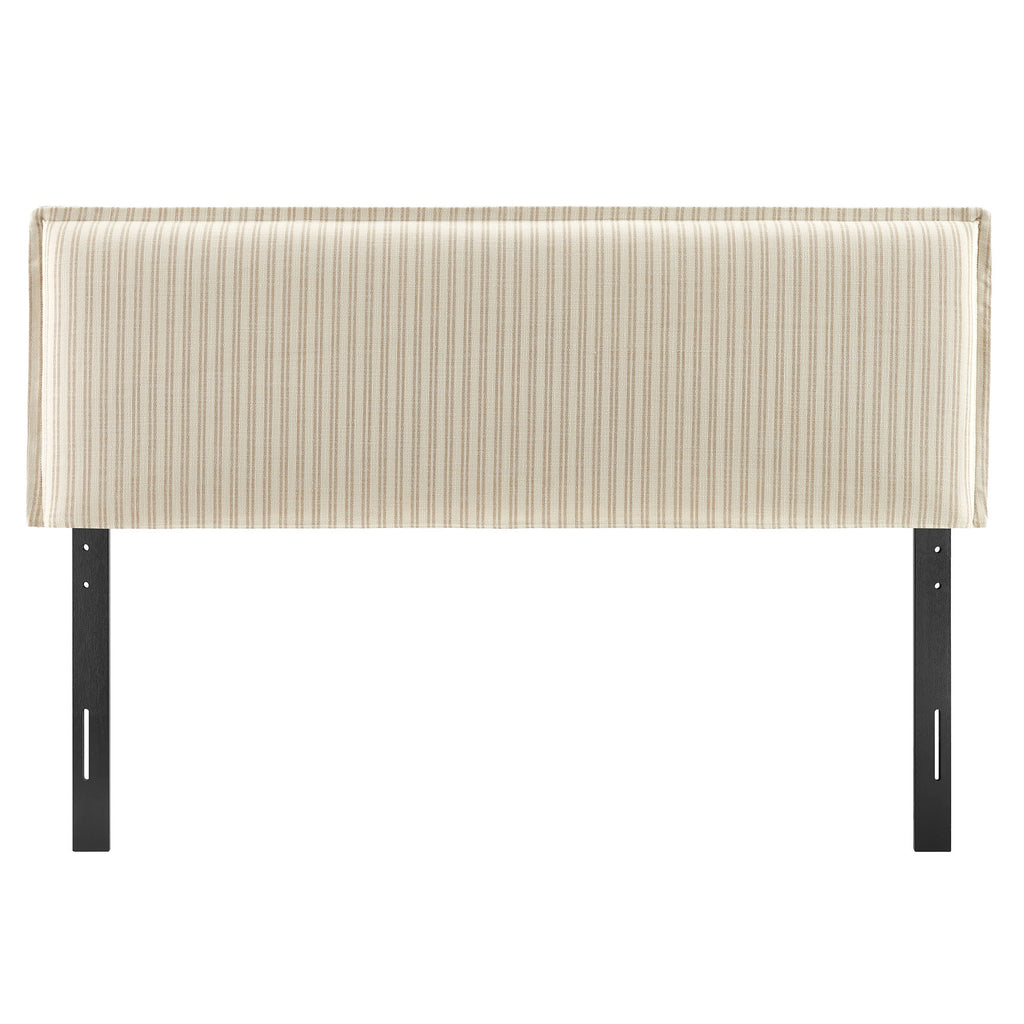 Camille Striped Linen Blend King Size Headboard - Oatmeal Stripe