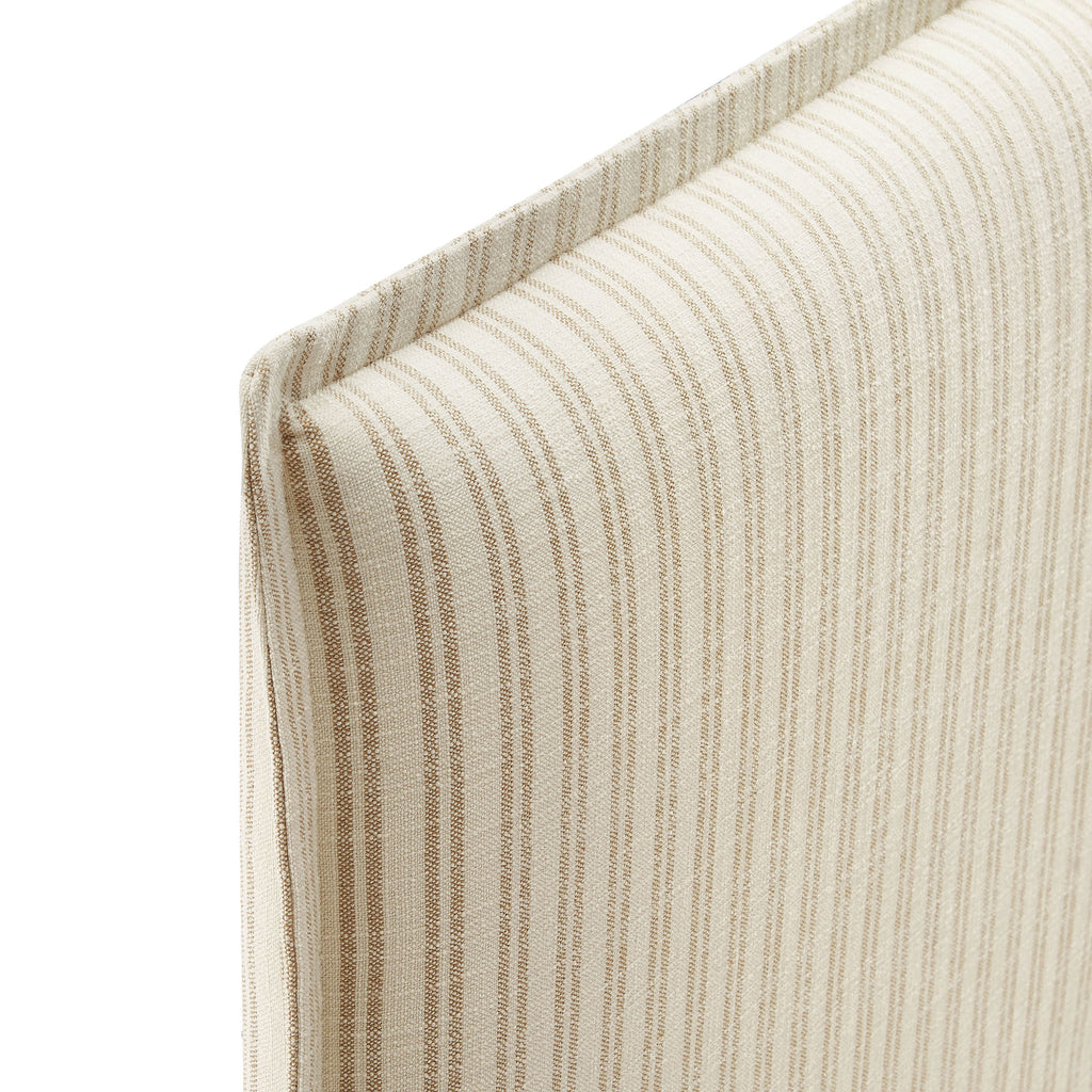 Camille Striped Linen Blend King Size Headboard - Oatmeal Stripe